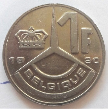 BELGIA - 1 frank z 1990 r.