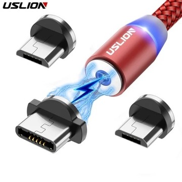 USLION LED magnetyczny kabel USB szybkie ładowanie