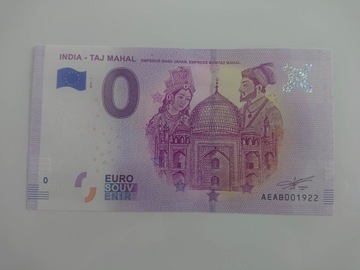 Banknot 0 Euro India - Taj Mahal - Indie  2019