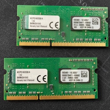 Pamięć RAM SODIMM DDR3 Kingston 2x4GB KCP316SS8/4