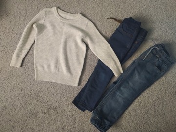 Zestaw rozm. 104 sweter spodnie jeansy