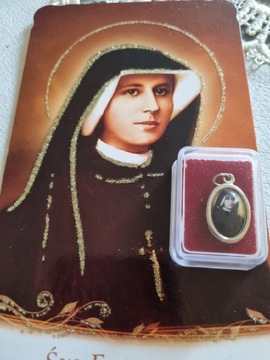 Faustyna Kowalska relikwia medalion+obrazek