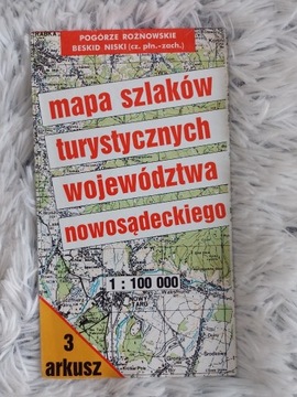 Mapa szlaków turystycznych woj. nowosądeckiego 