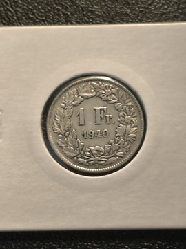 1 FRANK SZWAJCARSKI 1940 ROK SREBRO 0.835