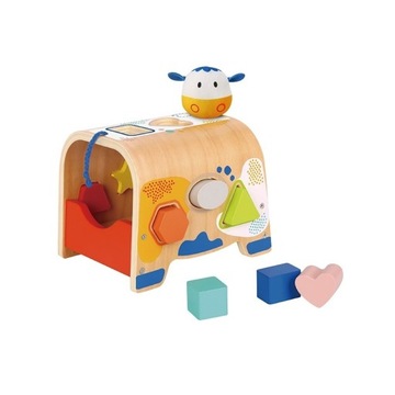 TOOKY TOY Drewniany Sorter Kształtów Krówka Klocki