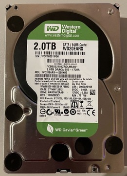 Dysk HDD Western Digital Green WD20EARS 2TB SATA