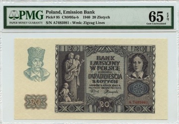 20 złotych 1940 seria A  PMG 65 EPQ