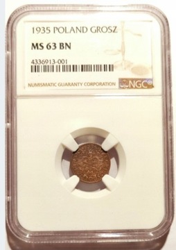 1 Grosz 1935 NGC MS63 BN