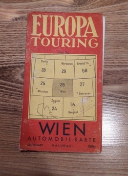 Mapa samochodowa Wiedeń Europa Touring lata 30 XX w.