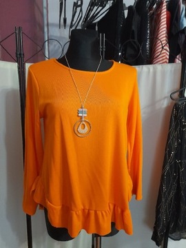 Bluzka neon pomarańczowy z wisiorkiem wiskoza 