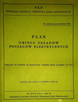 Plan obiegu składów pociągów elektrycznych 1984