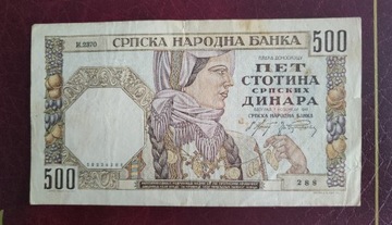 500 dinara 1941 Jugosławia