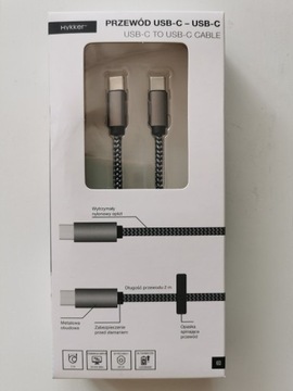 Kabel 2m USB C szary sznurek szybkie ładowanie