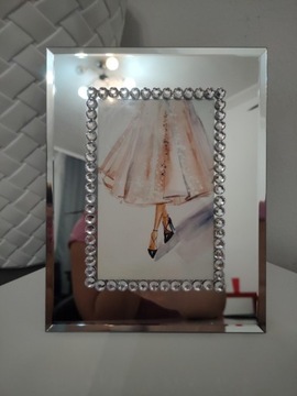 Ramka na zdjęcia lustrzana kryształki glamour