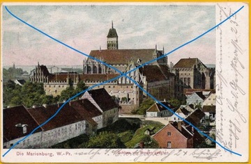 Malbork - Marienburg. Pocztówka z obiegu 1908 rok.