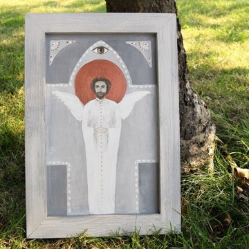 Anioł Suadi 2 obraz malowany na desce na drewnie