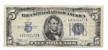 $5 USA Srebny Certyfikat 1934 B