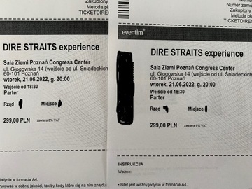 bilet x2 dire straits experience 21-06-2022 Poznań