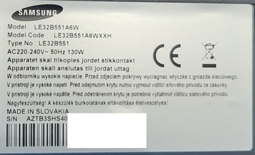 Samsung LE32B551A6W Płyta zasilająca