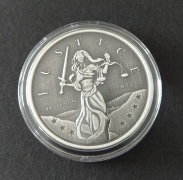 Lady Justice antiqued 1oz silver 2022