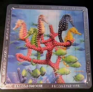 Puzzle magnetyczne 3D koniki morskie, rafa  64 szt