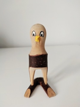 Drewniana figurka zabawna ptak