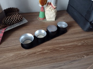 Komplet świeczników tealight czarno srebrny