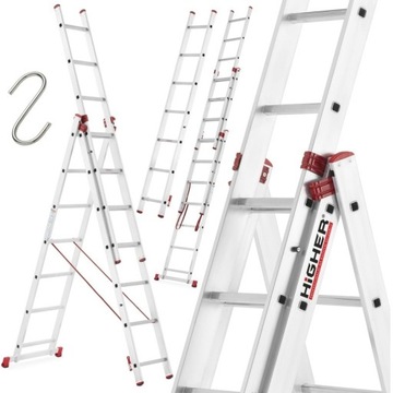Drabina aluminiowa 3x7 HIGHER Pro na schody 5,30 m