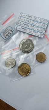 Zestaw komplet 1993 - 1,5,10 gr i 1 zł menniczy