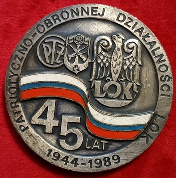 LOK 45 lat medal średnica 7 cm stan bdb 