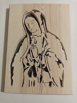 Obraz z drewna - Matka Boska.