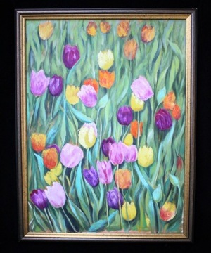 Obraz olejny Kolorowe Tulipany A.Oleksiewicz