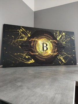 Obraz złoty Bitcoin ,, Cyfrowe aktywa na płótnie 