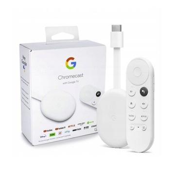 GOOGLE CHROMECAST 4 HD TV Wi-Fi Z PILOTEM BIAŁY