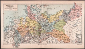 PRUSY stara mapa POLITYCZNA z 1888 roku