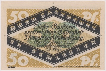 Ober Salzbrunn (Szczawno-Zdr.), 50 Pf, 1921 (Bad)