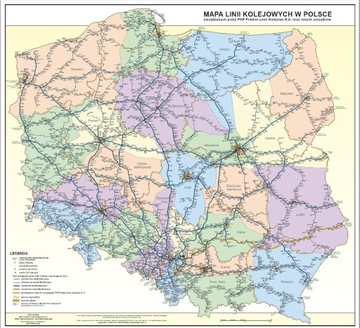 Polska. Mapa linii kolejowych 2011 PKP