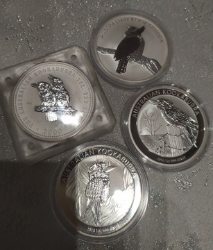 Srebrne monety Kookaburra 2009,10,14,16r 4szt