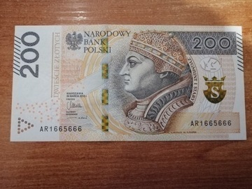 Banknot 200 zł seria AR 666