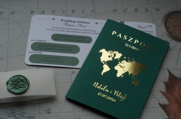 Zaproszenie na ślub paszport bilet lotniczy