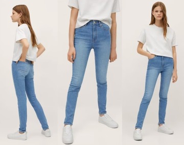 Mango spodnie jeans rurki z wysokim stanem 13 14