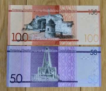 Banknoty Dominikany 50 100  NIEUZYWANE UNC