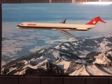 Pocztówka Swissair McDonnell Douglas MD-81