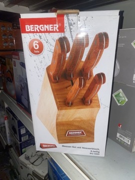 Bergner BG-4060 komplet 5 noży w bloku drewnianym