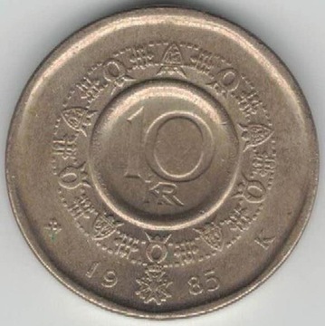 Norwegia 10 koron kroner 1985 24 mm