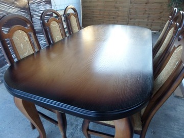 śliczny masywny stół +6 krzeseł patynowany IGŁA