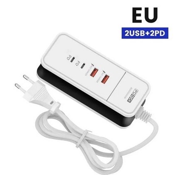 4 portowa ładowarka USB QC 3.0 PD 50W kabel