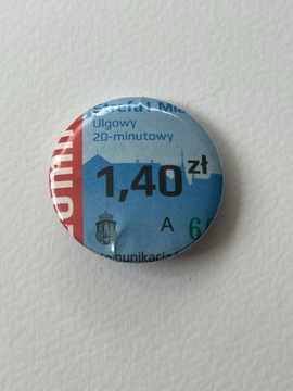 Button przypinka handmade bilet autobusowy unikat 