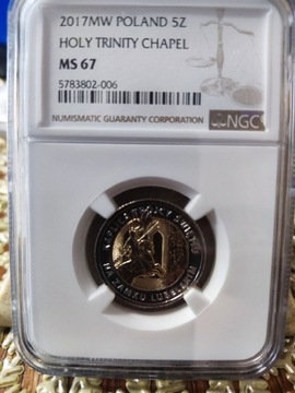 5 zł Kaplica Trójcy Świętej NGC MS67 2017 