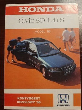 Broszura Prospekt Honda Civic 5D 95-97 95-00